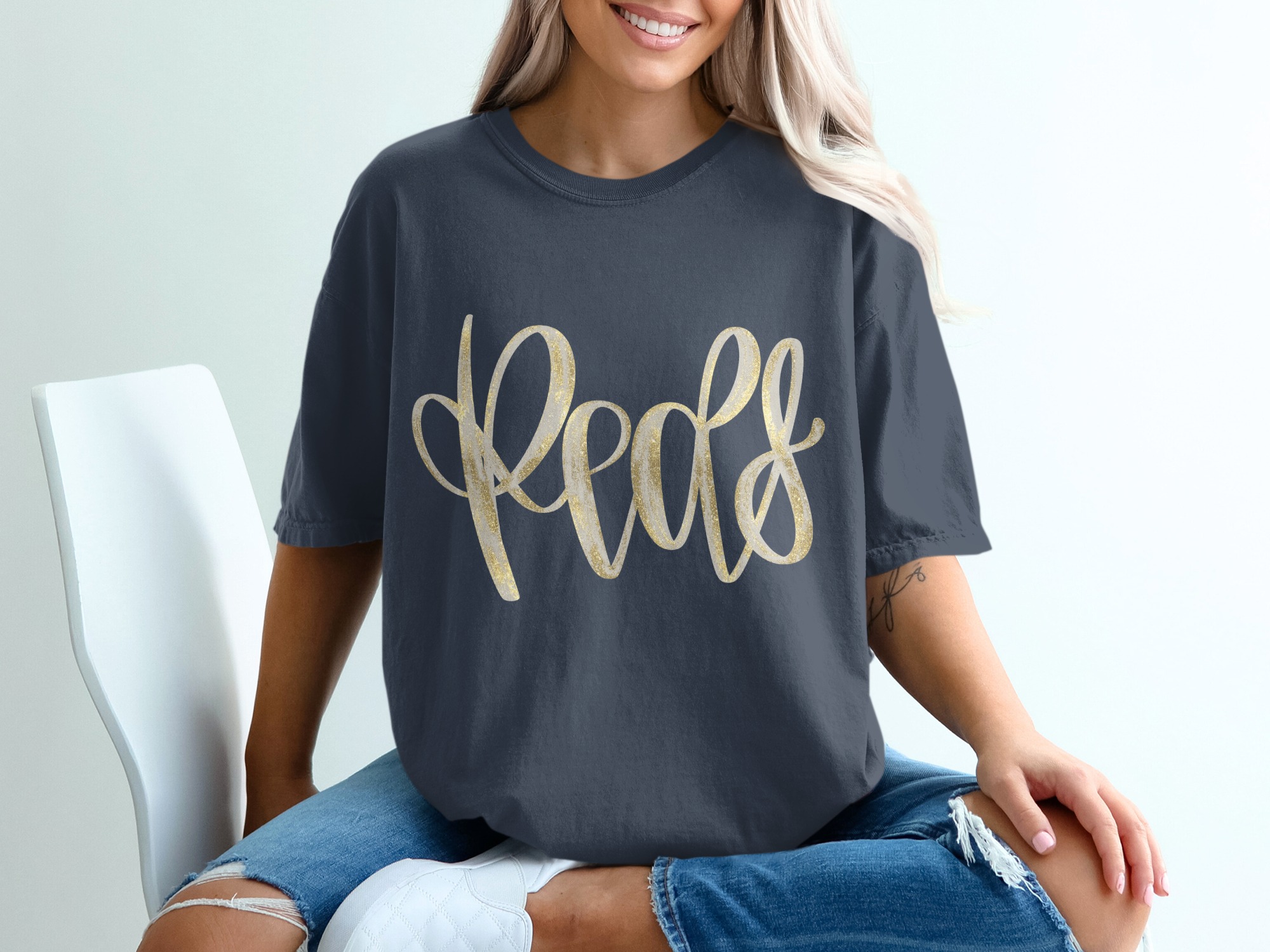 Peace T-Shirt, Faux Gold Glitter Script Tee, Inspirational Message Top, Positive Vibe Shirt for Her, Elegant Casual Gift - Image 12