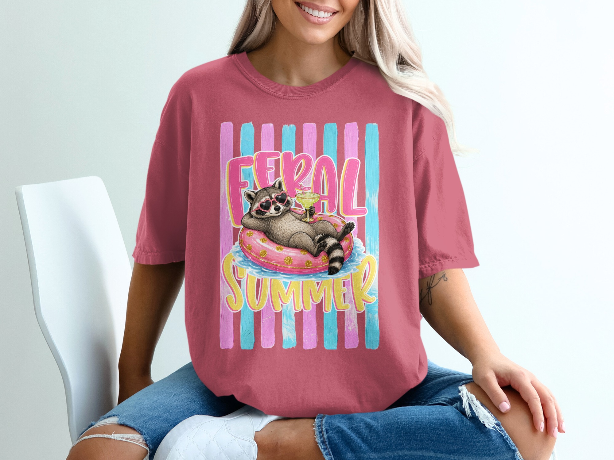 Comfort Colors ® Feral Summer Raccoon T-Shirt, Funny Margarita Raccoon Tee, Summer Vacation Animal Lover Gift, Quirky Beachy Shirt for Her - Image 15