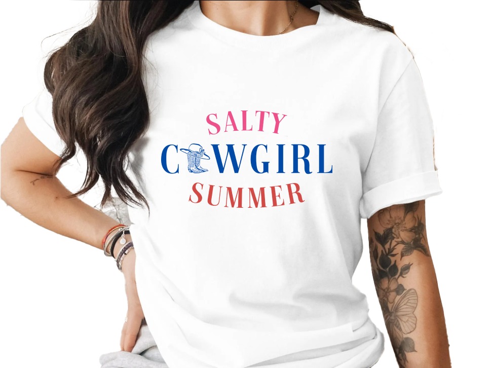 Salty Cowgirl Summer T-Shirt, Western Graphic Tee, Funny Cowgirl Shirt, Beach Vacation Outfit, Rodeo Girl Apparel, Gift for Her