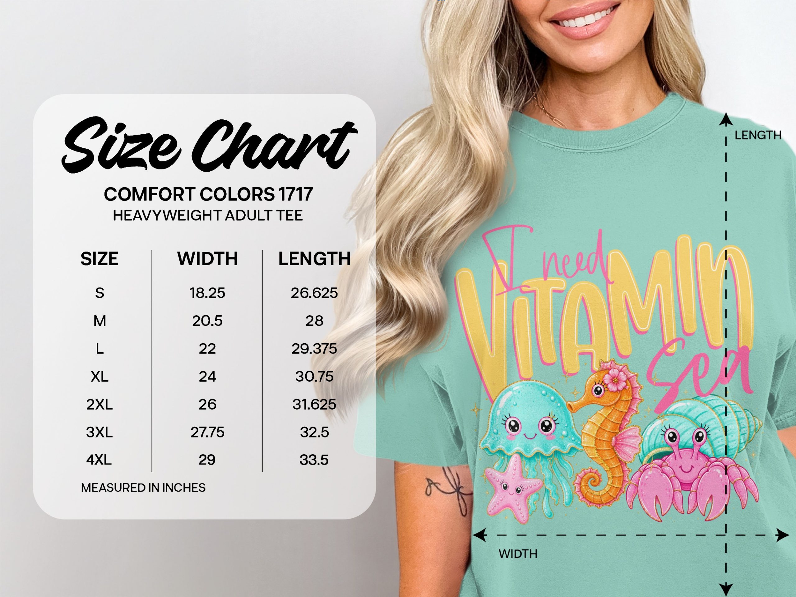 Vitamin Sea T-Shirt, Cute Ocean Lover Tee, Kawaii Beach Vacation Shirt, Faux Glitter Sea Creature Top, Summer Vibes Gift for Her - Image 6