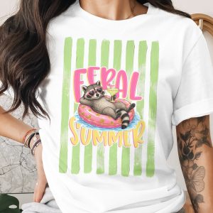 Comfort Colors® Feral Summer Raccoon T-Shirt, Funny Vacation Tee, Animal Lover Gift, Quirky Graphic Shirt, Summer Chill Raccoon Top