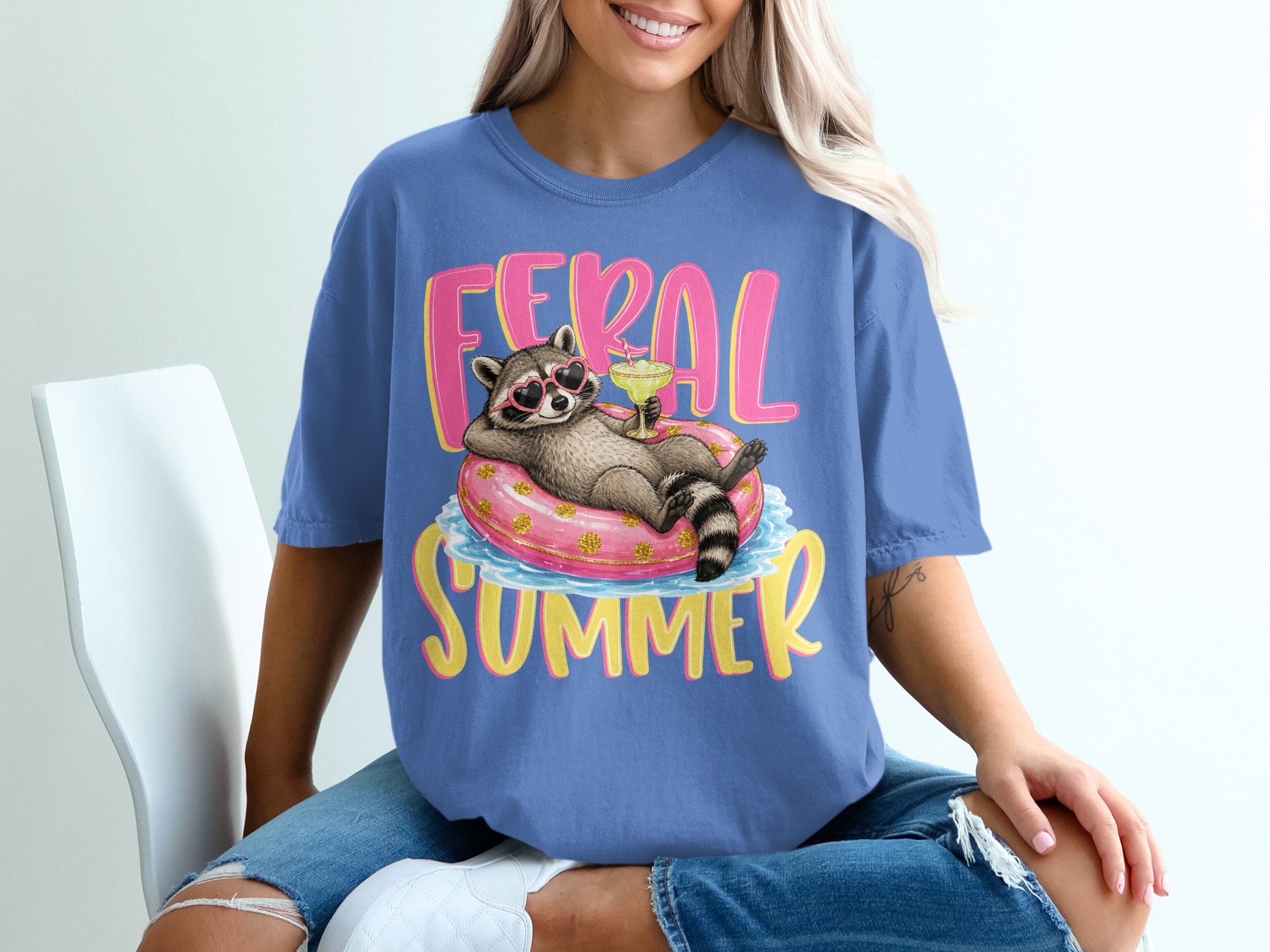 Feral Summer Raccoon T-Shirt, Funny Animal Lover Tee, Vacation Mode Shirt, Unbothered Raccoon Gift for Her, Cute Graphic Top - Image 20