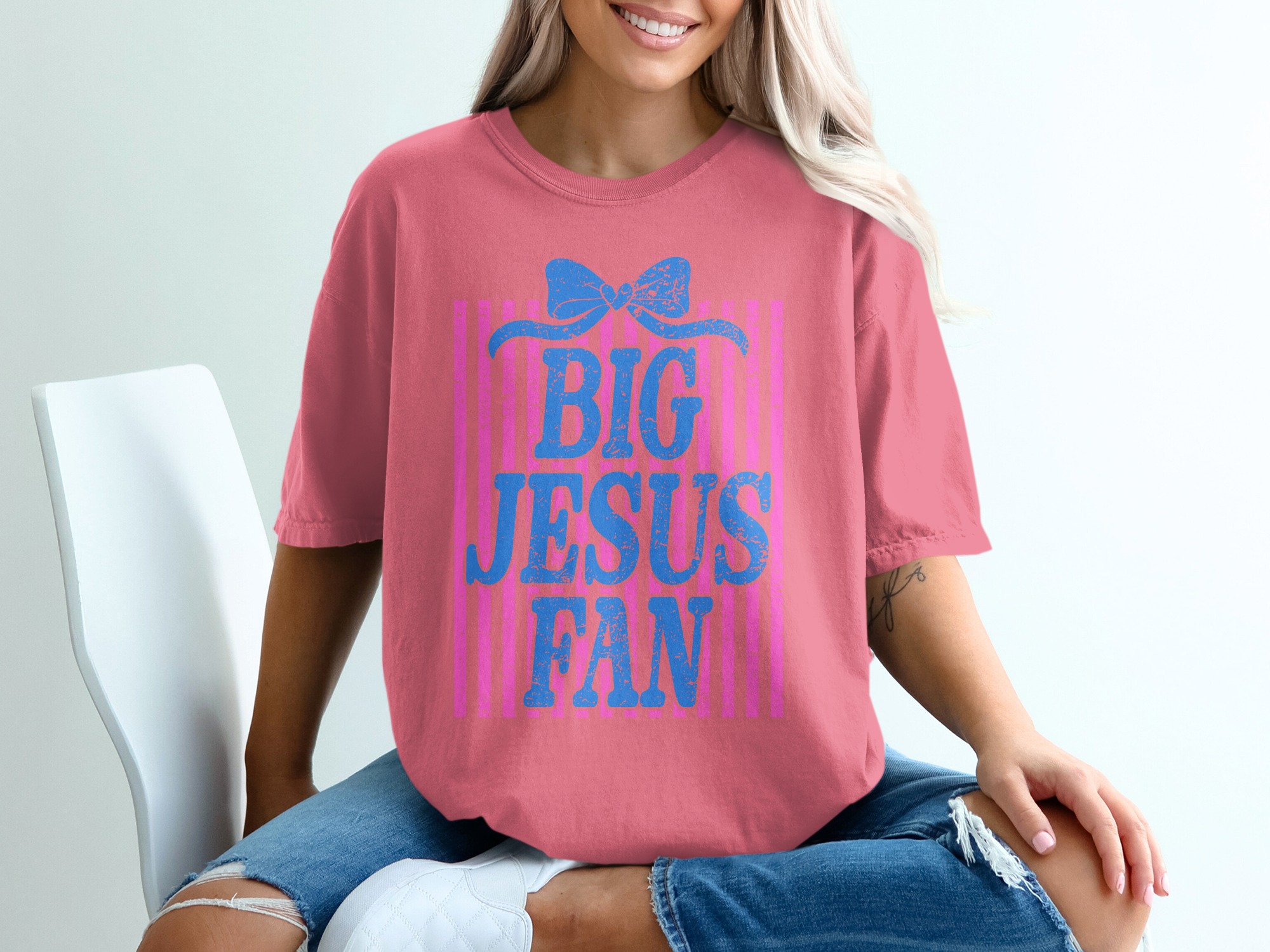 Comfort Colors® Big Jesus Fan T-Shirt, Christian Faith Shirt, Religious Gift for Her, Cute Jesus Tee, Church Outfit, Easter Shirt, Spiritual - Image 16