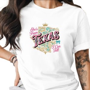 Texas T-Shirt She's From Texas I Can Tell Tee, Southern Belle Texas Shirt, Cute Western Style Texas Girl Gift, State Pride Top, Texas Crown
