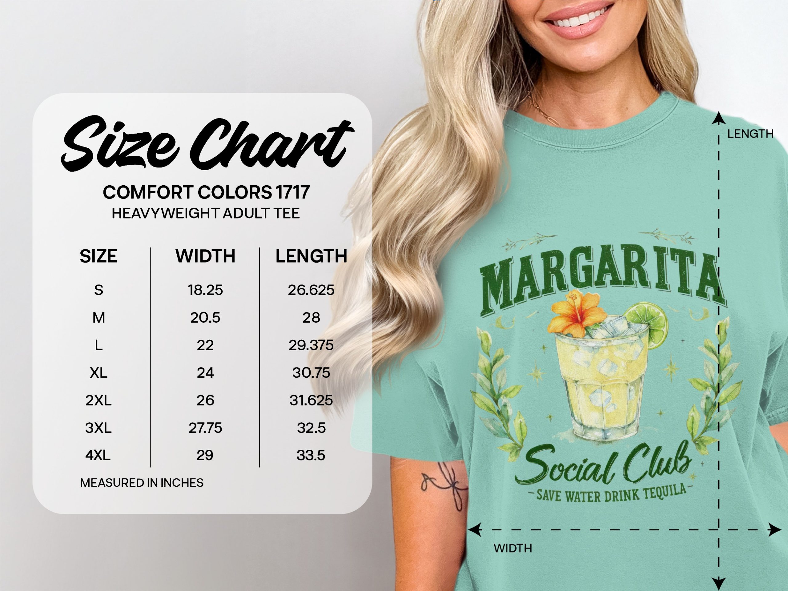 Margarita Social Club T-Shirt, Comfort Colors ® Tequila Tee, Save Water Drink Tequila, Summer Cocktail Party Shirt, Girls Trip Vacation Gift - Image 4