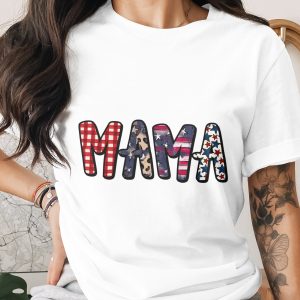 Patriotic Mama T-Shirt | American Flag Leopard Print Buffalo Plaid Mom Life Tee | Mother's Day Gift Idea