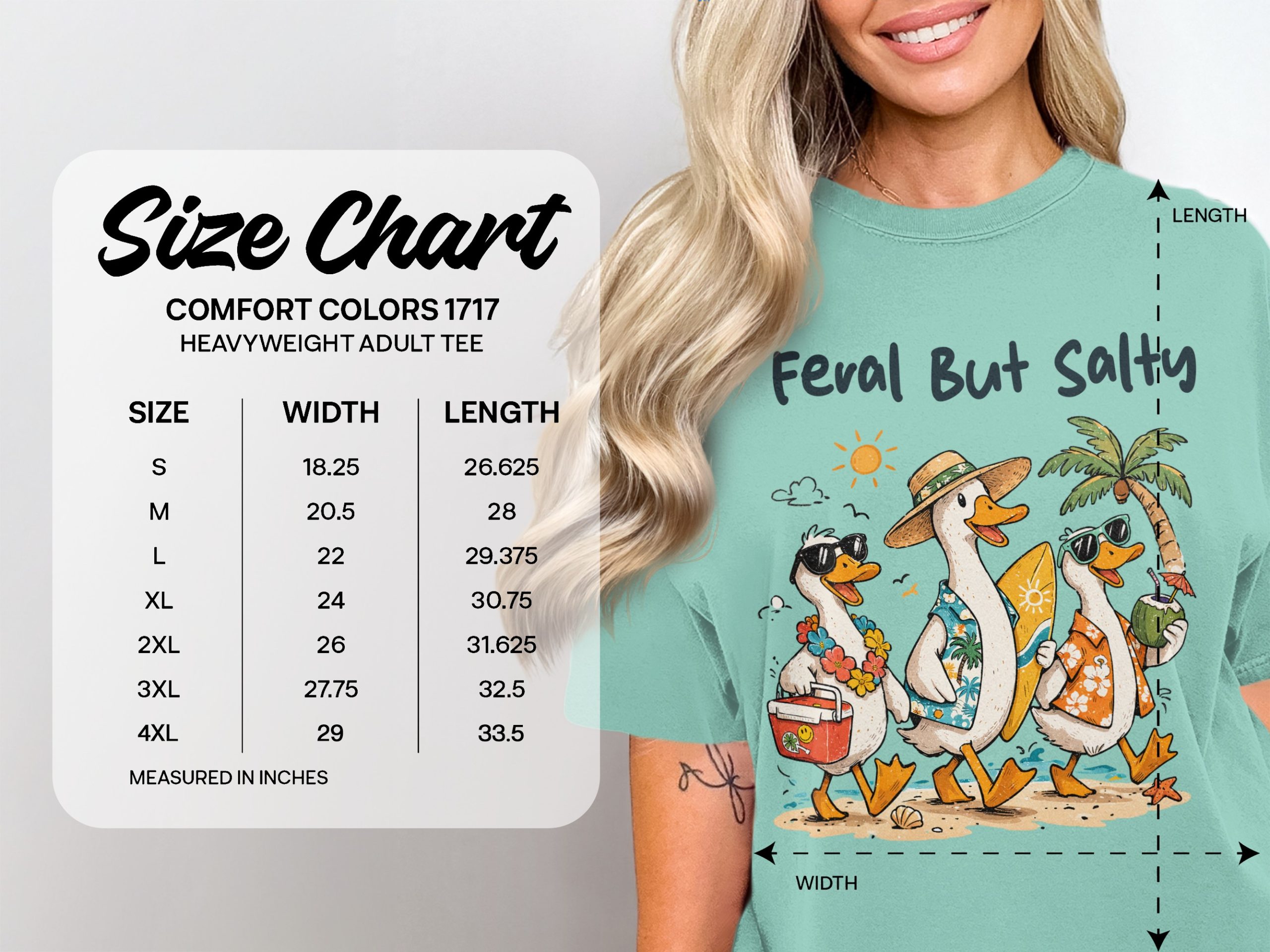 Feral But Salty Ducks Beach Vacation T-Shirt, Funny Summer Tropical Tee, Humorous Hawaiian Surf Coastal Party Shirt, Beach Bum Gift Idea - Image 4