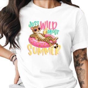 Just Wild About Summer T-Shirt, Cute Leopard Print Vacation Tee, Fun Cheetah Pool Float Shirt, Y2K Summer Vibes Gift for Her