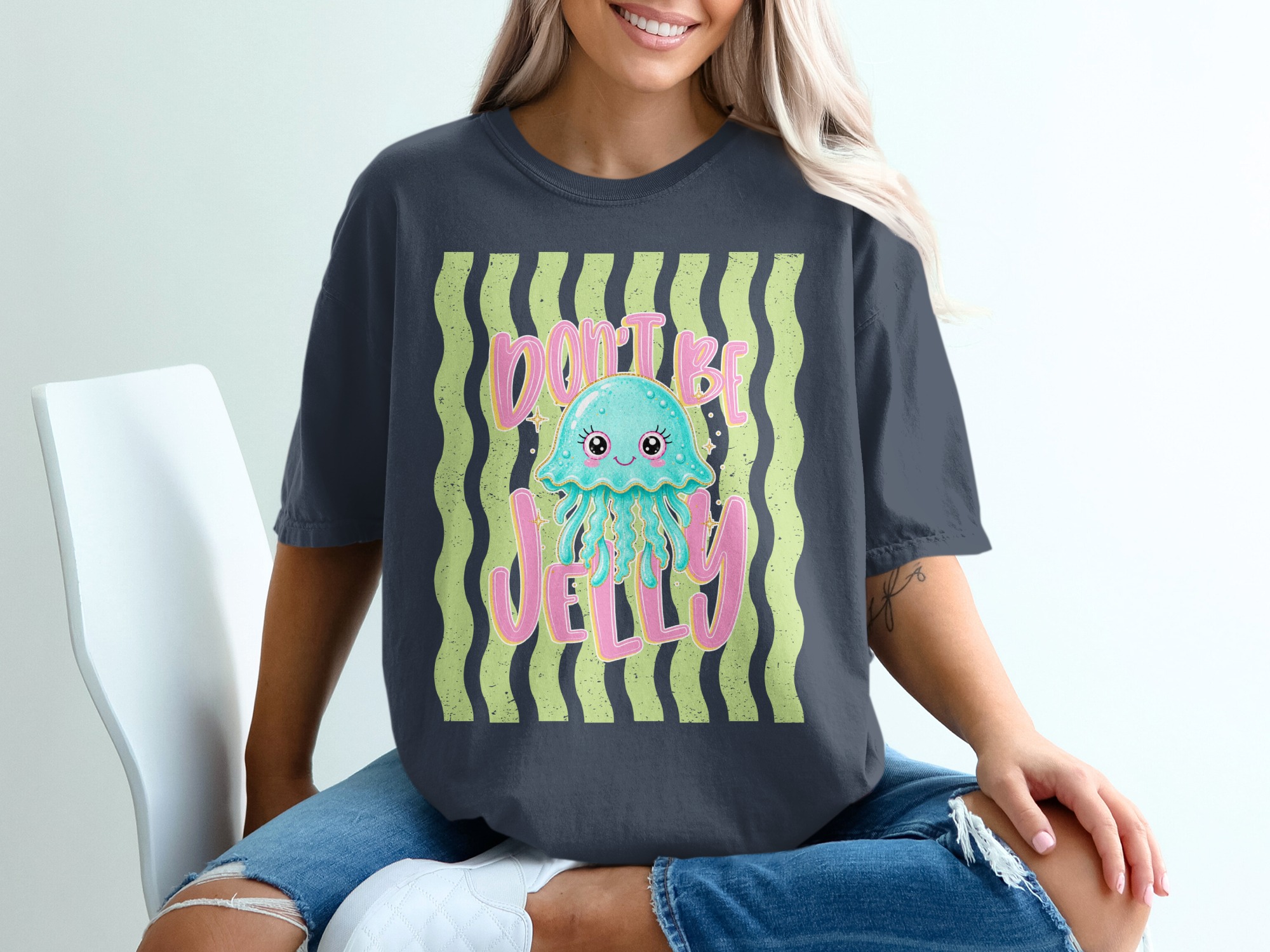 Comfort Colors® Don't Be Jelly T-Shirt, Cute Jellyfish Tee, Funny Ocean Pun Shirt, Summer Vacation Aesthetic, Kawaii Sea Creature Gift - Image 12