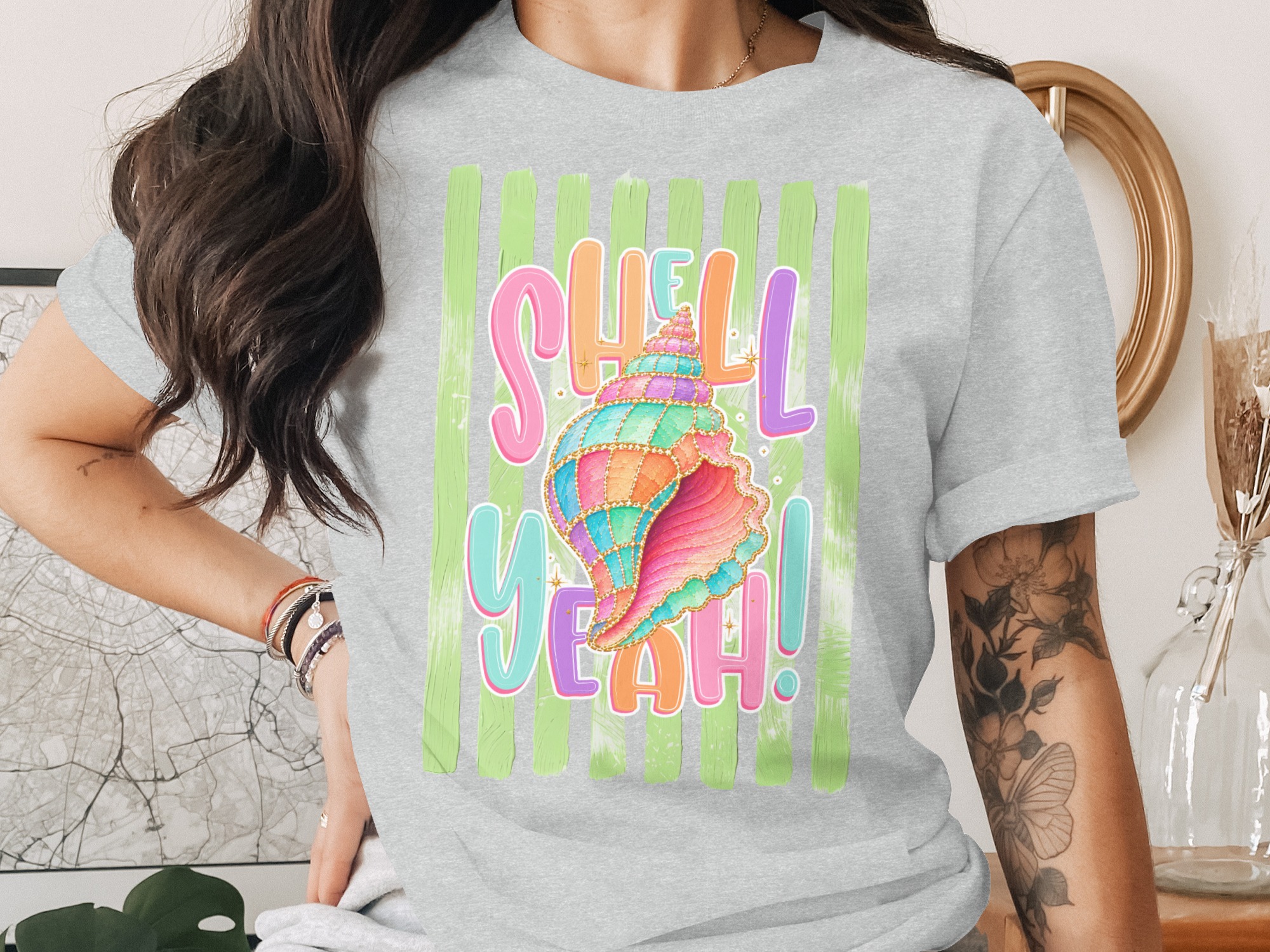 Comfort Colors® Shell Yeah T-Shirt, Vibrant Seashell Beach Tee, Retro Summer Vacation Shirt, Coastal Ocean Lover Gift - Image 2