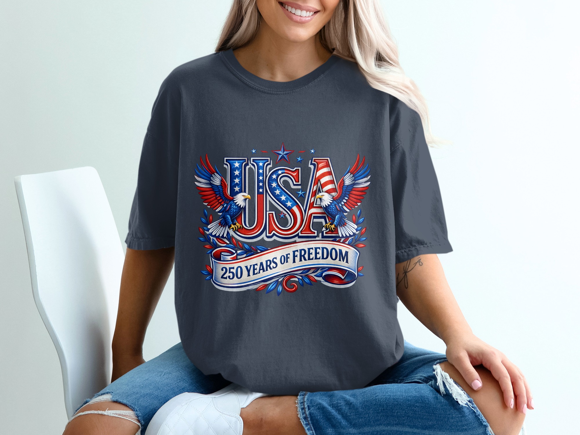 Patriotic USA 250 Years of Freedom T-Shirt | American Eagle Fourth of July Tee | US History Shirt Gift - Image 12