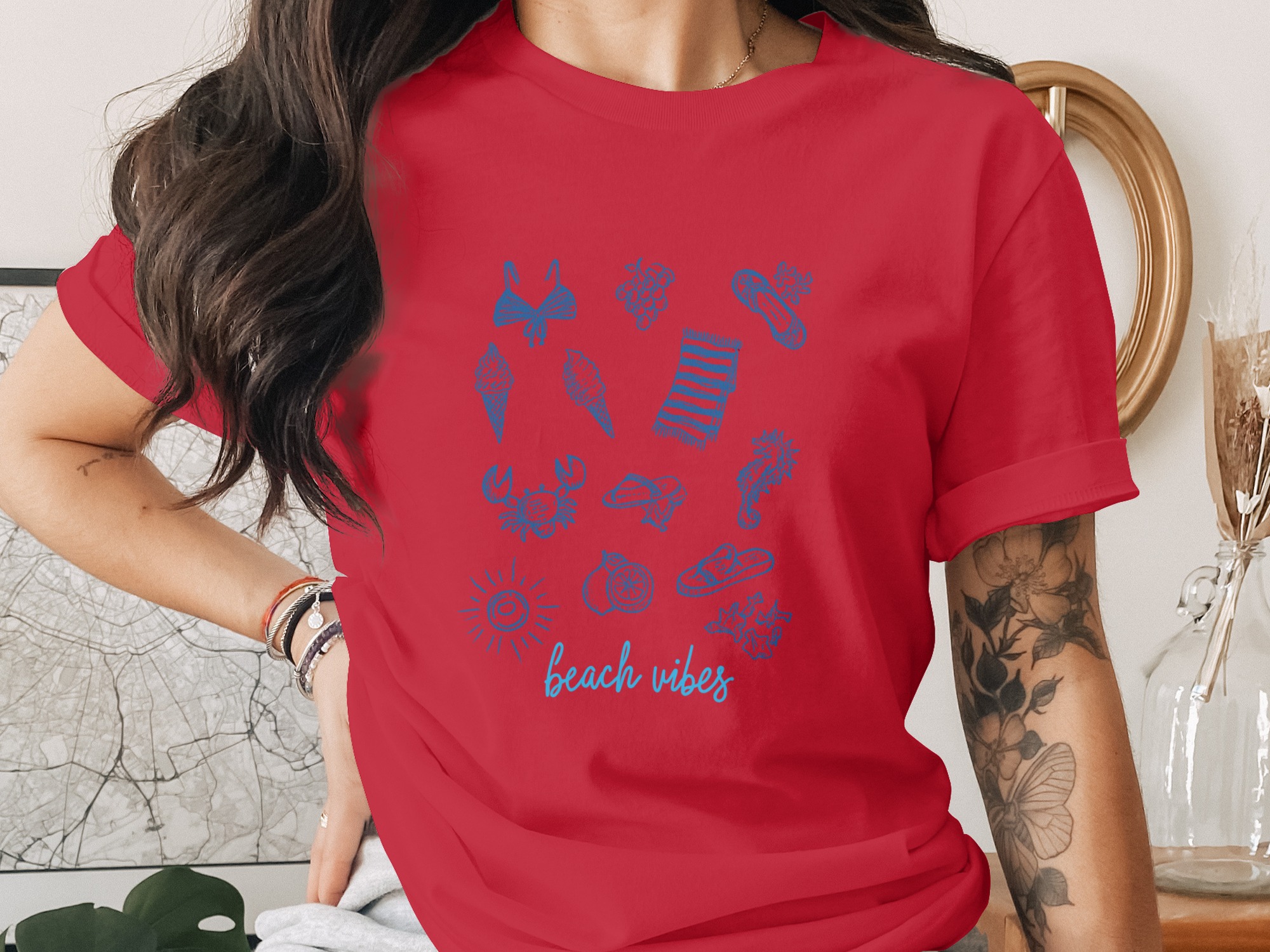 Comfort Colors® Beach Vibes T-Shirt, Coastal Life Summer Tee, Ocean Lover Vacation Shirt, Aesthetic Minimalist Beachy Graphic Top, Relaxed - Image 4