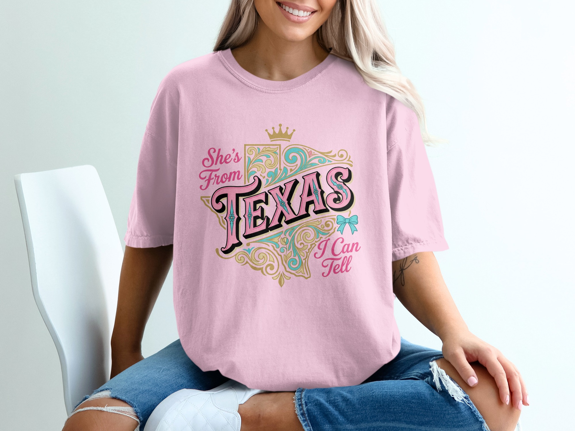 Texas T-Shirt She's From Texas I Can Tell Tee, Southern Belle Texas Shirt, Cute Western Style Texas Girl Gift, State Pride Top, Texas Crown - Image 17