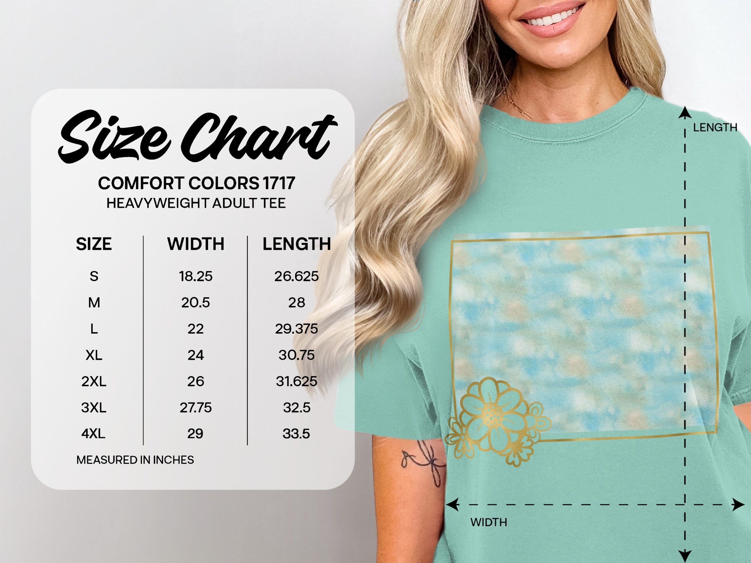 Watercolor Floral T-Shirt, Faux Gold Effect Flower Tee, Boho Aesthetic Women's Top, Artistic Gilded Graphic Print Shirt Gift - Image 4