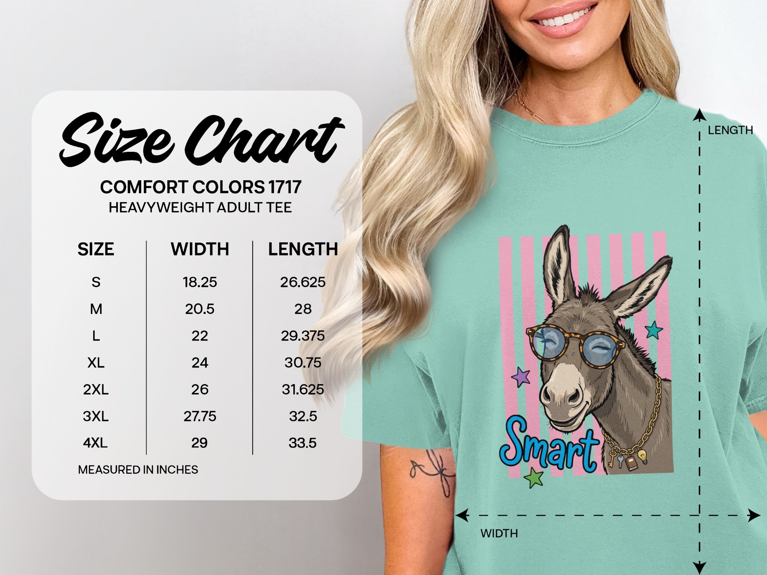 Comfort Colors® Smart Donkey T-Shirt, Funny Animal Tee, Cute Donkey with Glasses Shirt, Humorous Graphic Apparel, Quirky Gift Idea - Image 6