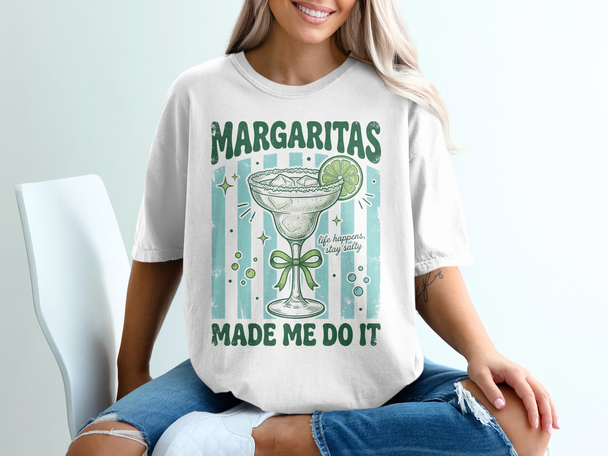 Margarita T-Shirt | Funny Drinking Shirt | Salty Life Vacation Tee | Bachelorette Party Gift for Her | Retro Cocktail Lover Summer Top - Image 6