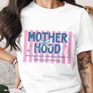 Rocking Motherhood T-Shirt, Funny Mom Life Tee, New Mama Gift, Empowered Mother Quote Shirt, Striped Mama Top, Mother's Day Gift for Her
