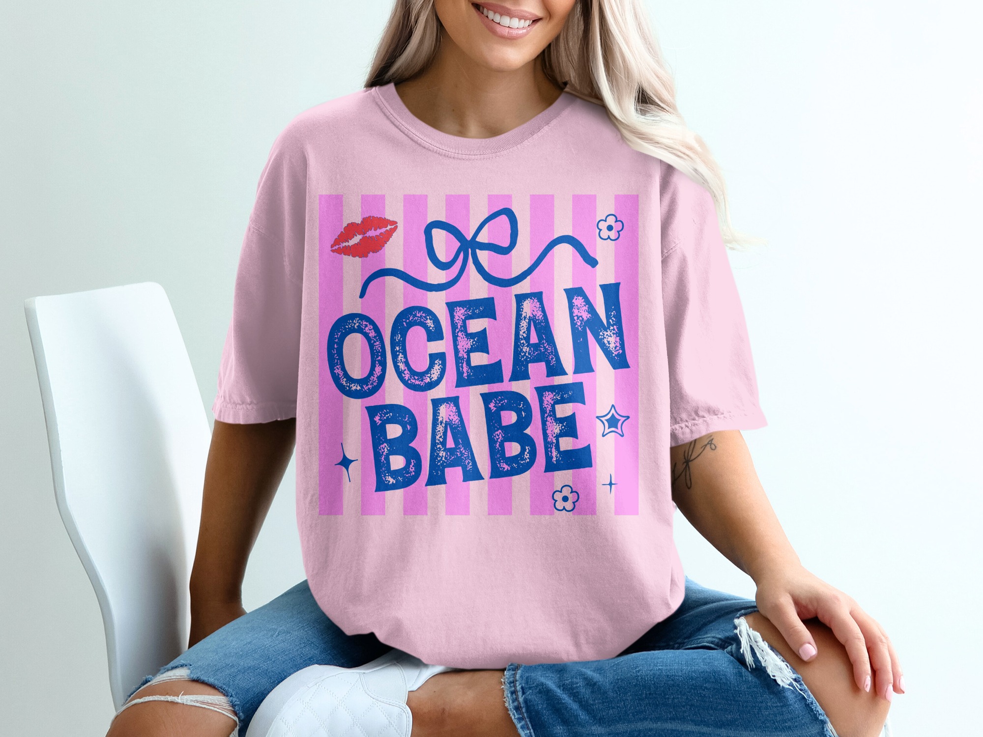 Ocean Babe T-Shirt, Y2K Beach Vacation Tee, Trendy Summer Shirt for Her, Coastal Aesthetic Top, Fun Bachelorette Trip Gift - Image 17