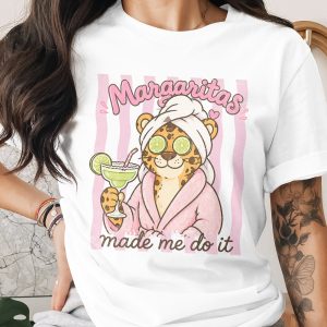Margaritas Made Me Do It T-Shirt, Funny Leopard Spa Day Tee, Sassy Cocktail Shirt, Girls Trip Bachelorette Party Gift