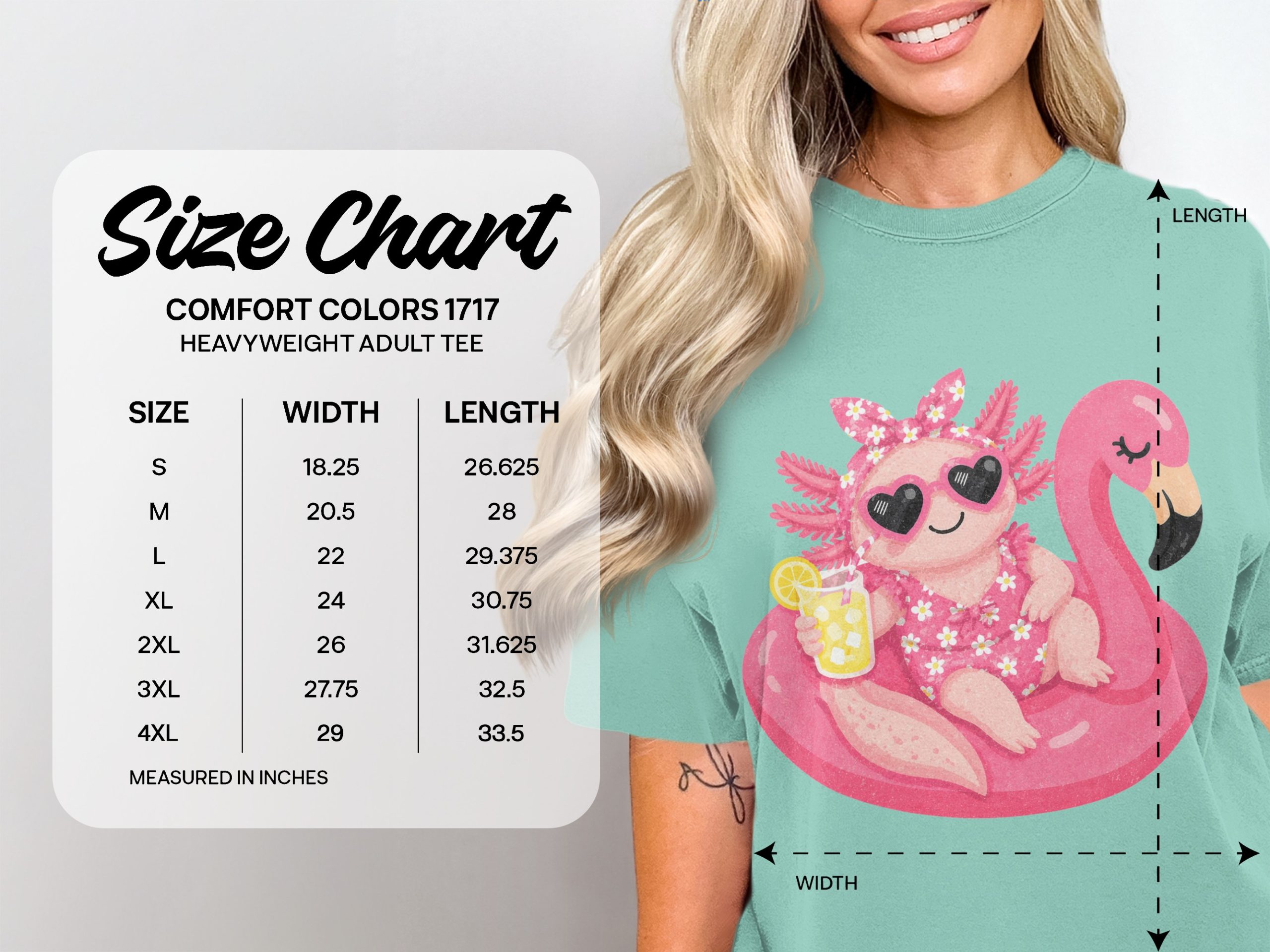 Axolotl Flamingo Float Summer Vibes T-Shirt - Image 4