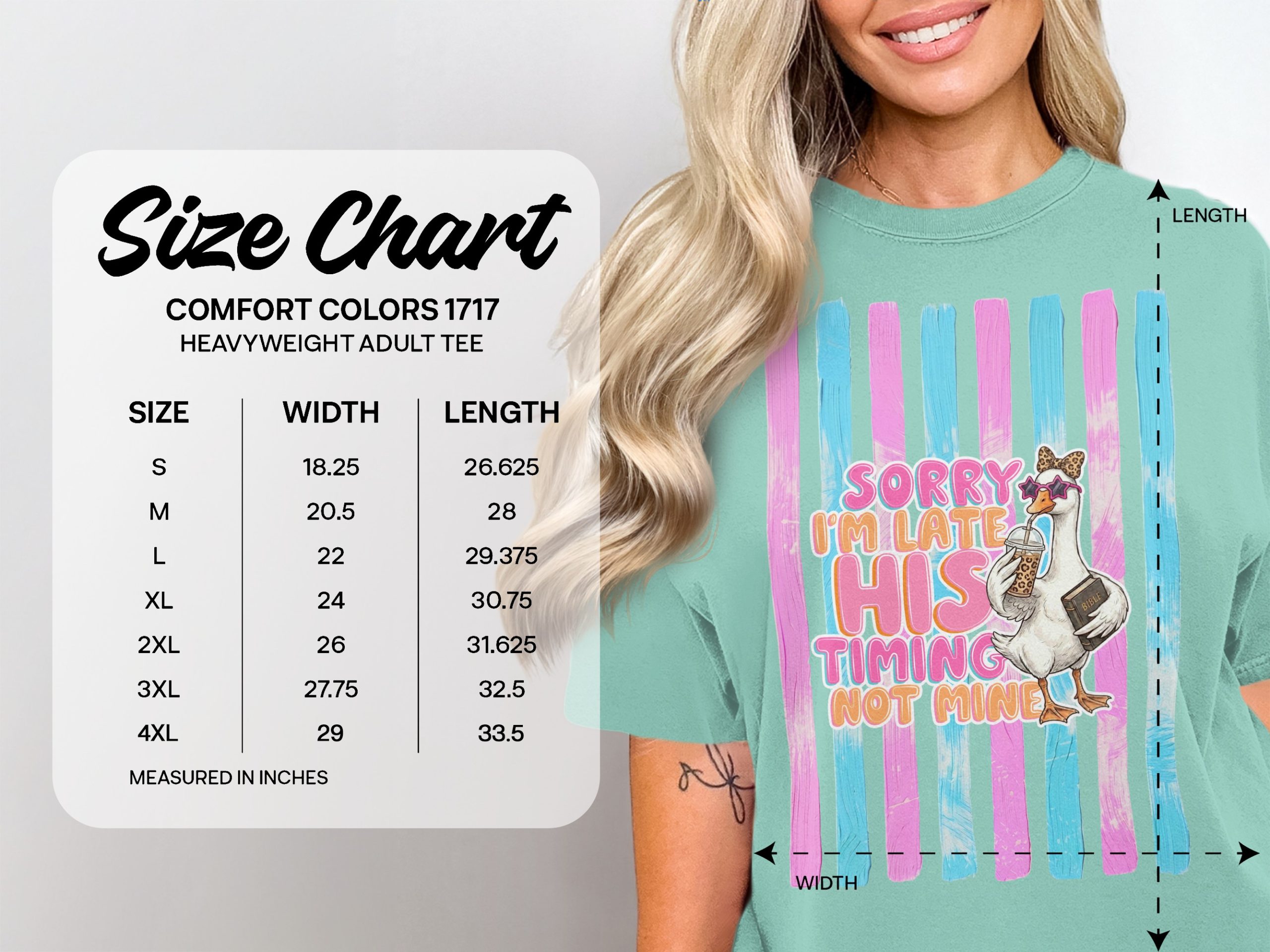 Comfort Colors ® Sorry I'm Late His Timing Not Mine T-Shirt, Christian Funny Faith Tee, Trendy Bible Humor Gift for Women - Image 6