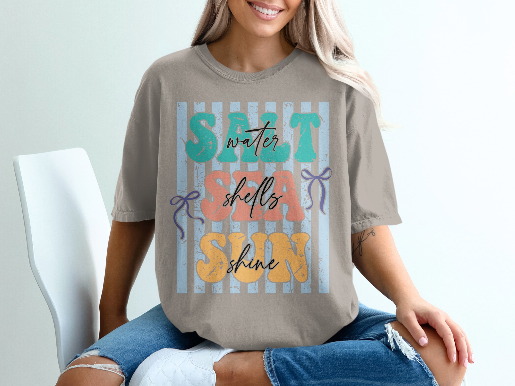 Salt Sea Sun T-Shirt | Beach Lover Tee | Summer Vacation Vibes | Coastal Graphic Shirt for Women | Retro Beachy Top - Image 11