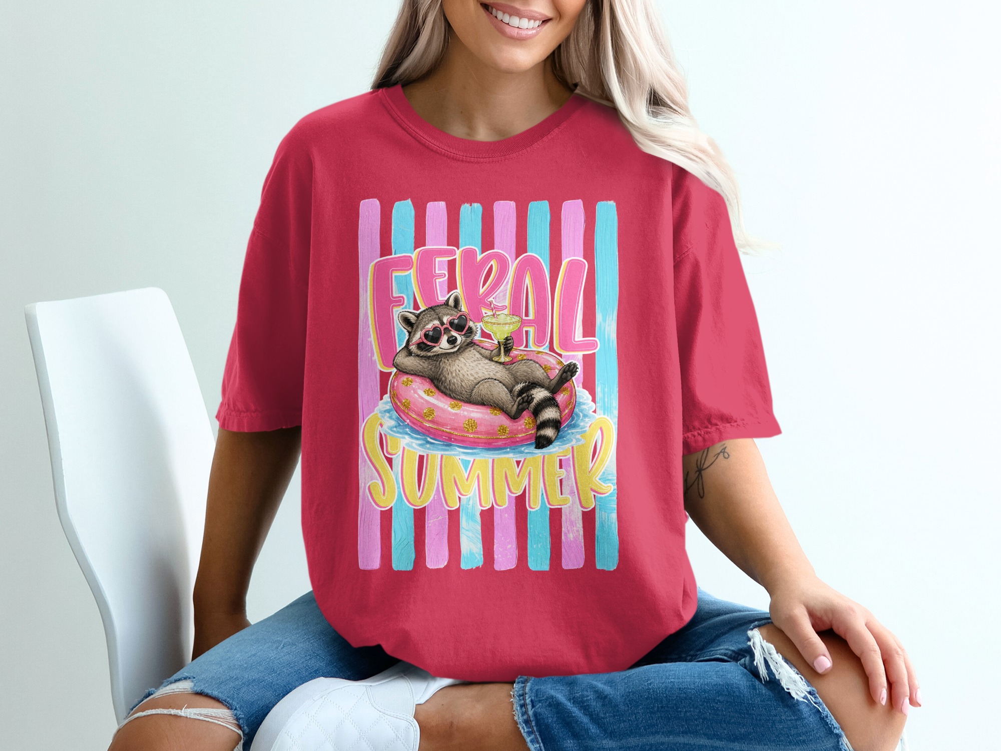 Comfort Colors ® Feral Summer Raccoon T-Shirt, Funny Margarita Raccoon Tee, Summer Vacation Animal Lover Gift, Quirky Beachy Shirt for Her - Image 14