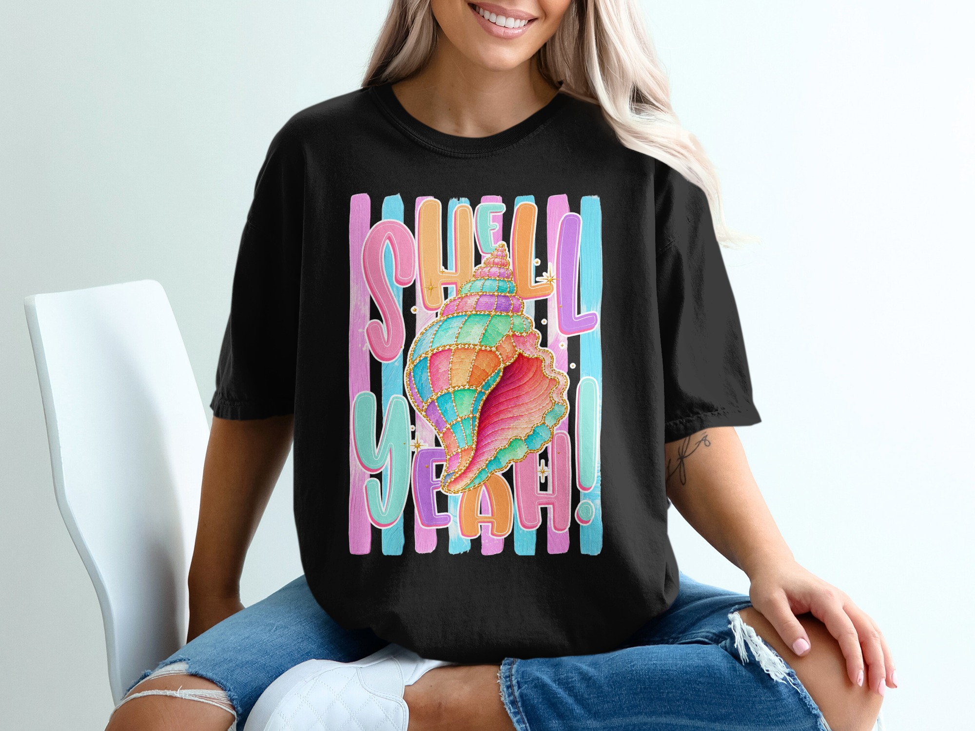 Comfort Colors ® Shell Yeah T-Shirt, Vibrant Seashell Beach Tee, Summer Vacation Coastal Shirt, Preppy Beachy Gift for Her, Fun Ocean Pun - Image 8