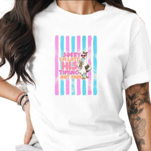 Comfort Colors ® Sorry I'm Late His Timing Not Mine T-Shirt, Christian Funny Faith Tee, Trendy Bible Humor Gift for Women