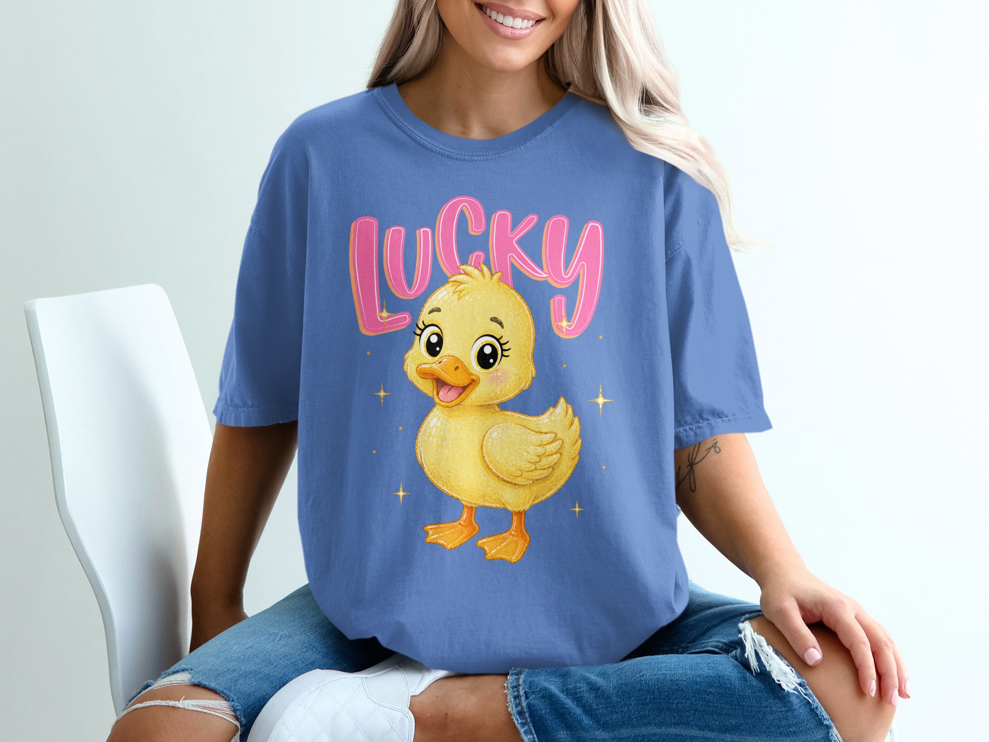 Lucky Duck T-Shirt, Cute Baby Duckling Graphic Tee, Kawaii Animal Shirt, Pink Lucky Top, Positive Vibe Gift - Image 20