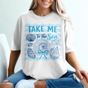 Take Me To The Sea T-Shirt, Comfort Colors ® Seashell Lover Shirt, Nautical Ocean Vacation Gift Tee, Beach Vibe Summer Top