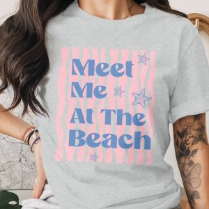 Meet Me At The Beach T-Shirt | Cute Starfish Summer Vacation Tee | Coastal Life Graphic Shirt for Women | Beach Lover Gift Idea
