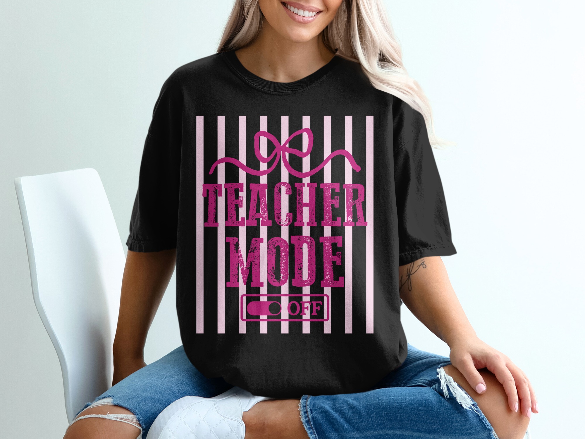 Teacher Mode OFF T-Shirt, End of School Year Tee, Funny Teacher Vacation Gift, Relaxed Educator Shirt, Teacher Appreciation Week Top, Summer - Image 5
