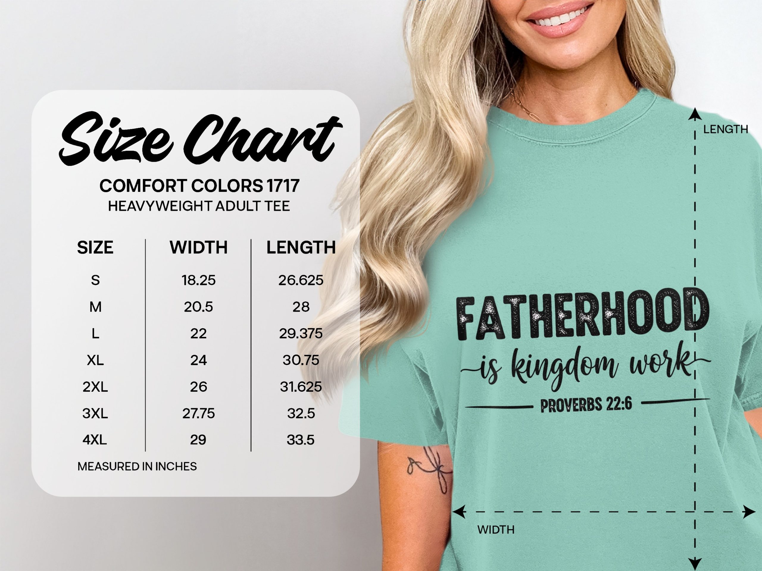 Comfort Colors® Fatherhood is Kingdom Work T-Shirt, Christian Dad Gift, Proverbs 22:6 Scripture Tee, Faith Apparel, Gift for Him, Father's - Image 6