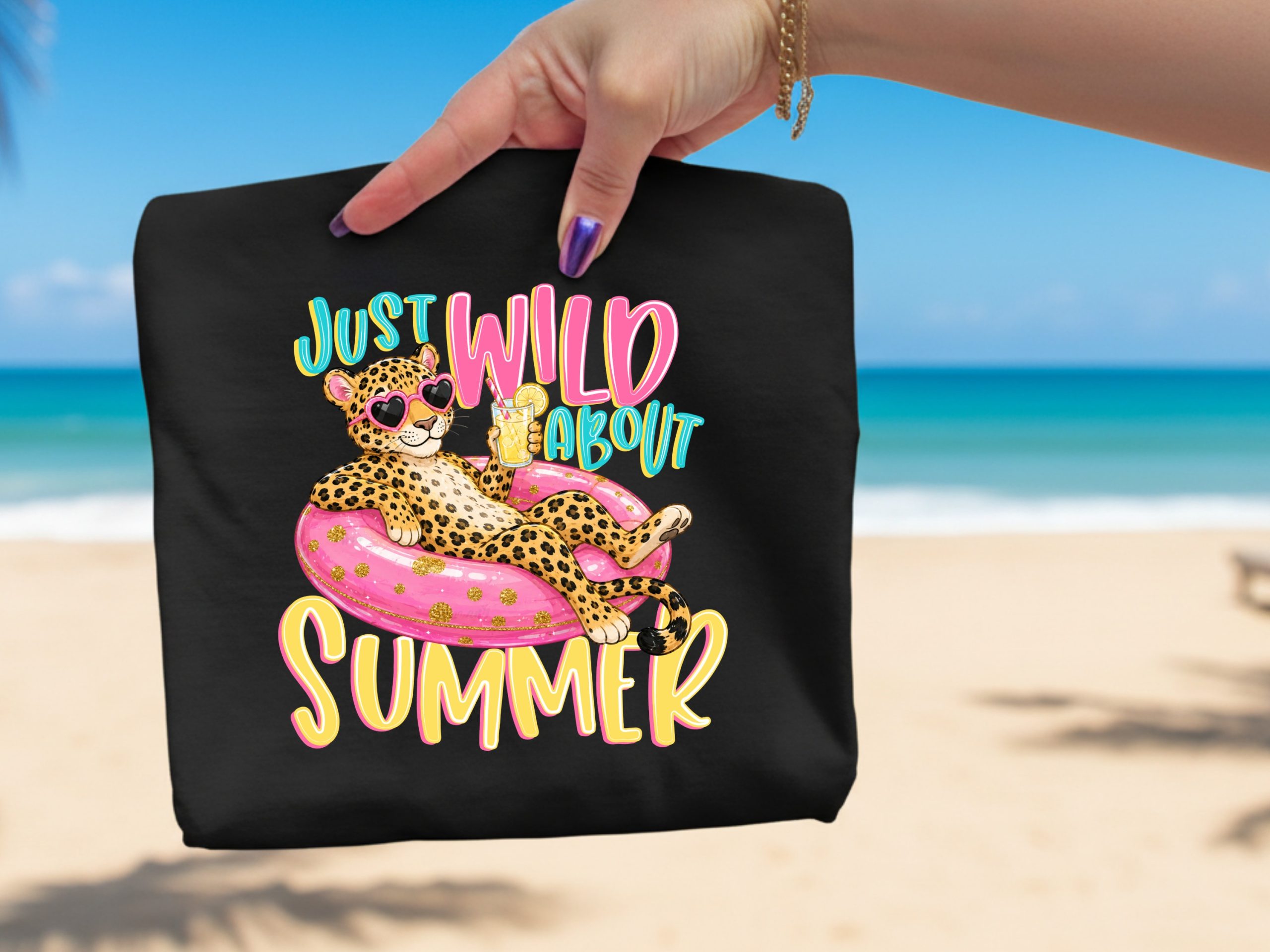 Just Wild About Summer T-Shirt, Cute Leopard Print Vacation Tee, Fun Cheetah Pool Float Shirt, Y2K Summer Vibes Gift for Her - Image 2