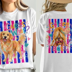 Guess What Golden Butt Comfort Colors 1717® Golden Retriever T-Shirt | Funny Dog Mom Front Back Design Tee, Pet Lover Gift
