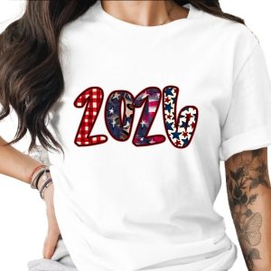 Class of 2024 Patriotic T-Shirt, Senior Graduate Tee with Faux Buffalo Plaid Leopard Distressed Stars Print, Americana Western Graduation