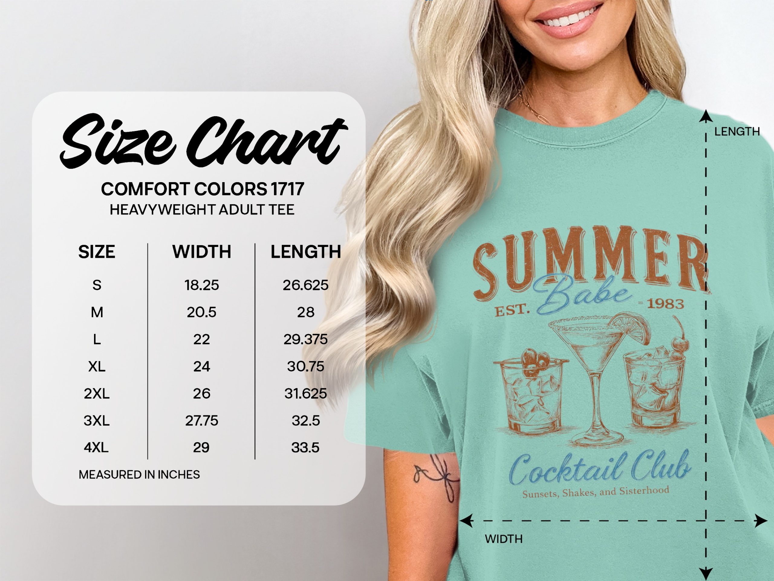 Summer Babe T-Shirt, Comfort Colors ® Cocktail Club Est 1983, Sunsets Shakes Sisterhood Tee, Girls Trip Retro Vacation Shirt, Best Friend - Image 4