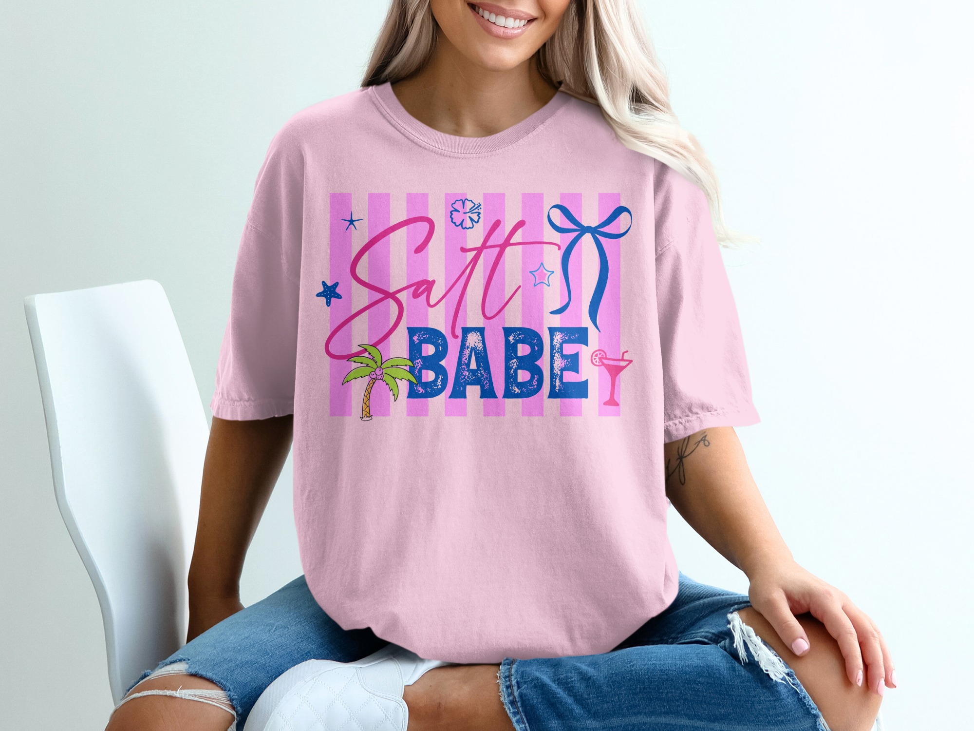 Salt Babe T-Shirt, Beach Lover Gift, Trendy Summer Vacation Tee, Coastal Cowgirl Vibe, Tropical Resort Wear Shirt for Her - Image 17