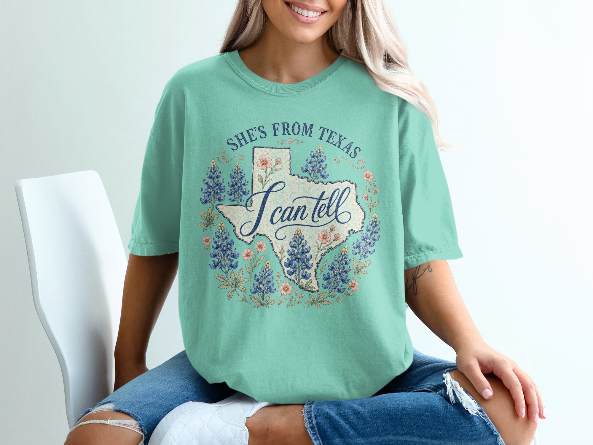 She's From Texas T-Shirt, Bluebonnet Texas State Pride Shirt for Women, Southern Texas Girl Gift, Texas Lover Tee - Image 10