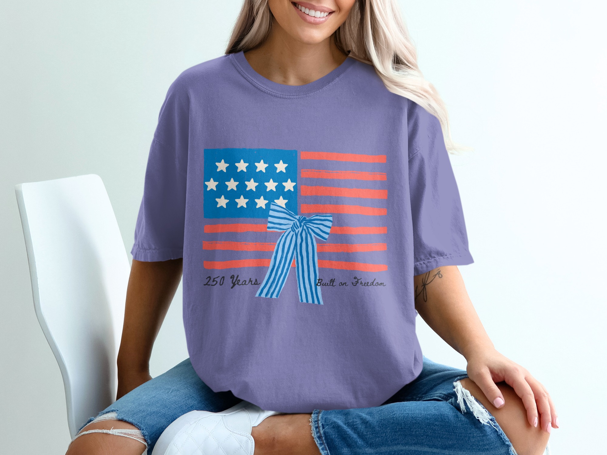 250 Years Built on Freedom American Flag T-Shirt, Patriotic Independence Day USA Tee, Heritage Anniversary Shirt Gift - Image 13