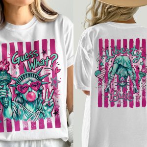 Statue of Liberty T-Shirt, Comfort Colors ® Y2K Pop Art Tee, Sassy Bubblegum Peace Sign, Trendy Heart Glasses, Fun Patriotic Gift for Her