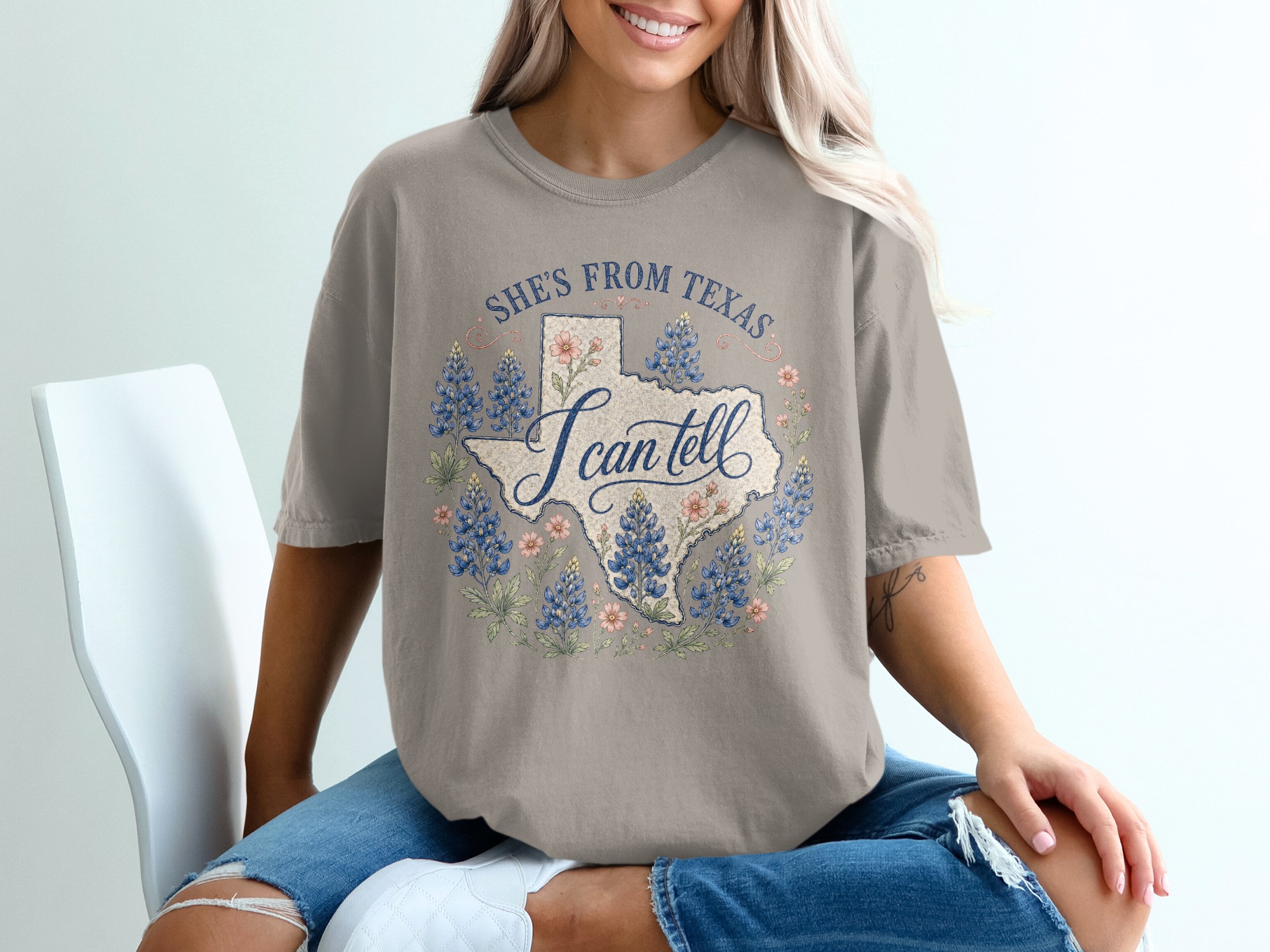 She's From Texas T-Shirt, Bluebonnet Texas State Pride Shirt for Women, Southern Texas Girl Gift, Texas Lover Tee - Image 11