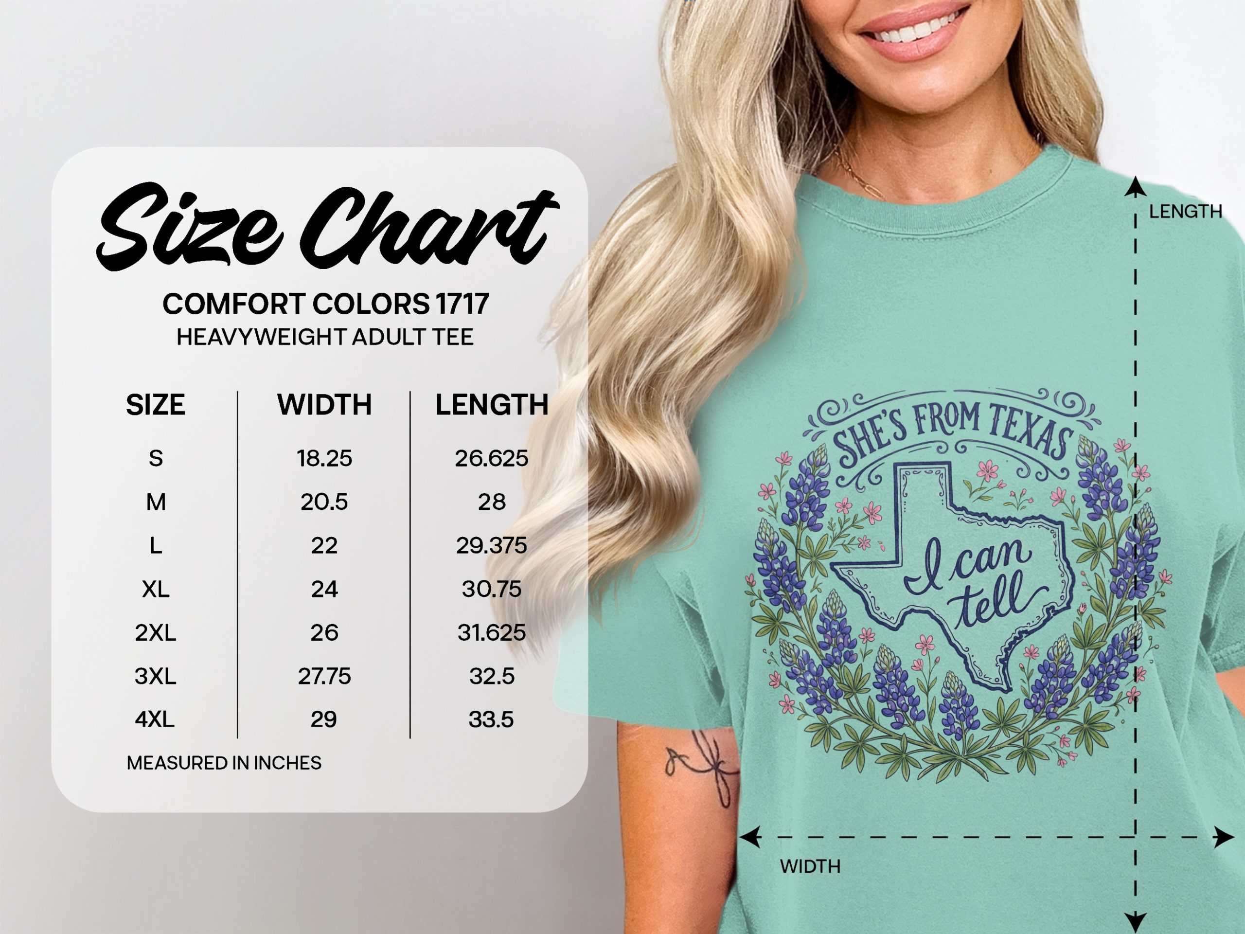Texas Bluebonnet T-Shirt, She's From Texas I Can Tell Shirt, State Outline Floral Tee, Texas Pride Gift for Her - Image 6