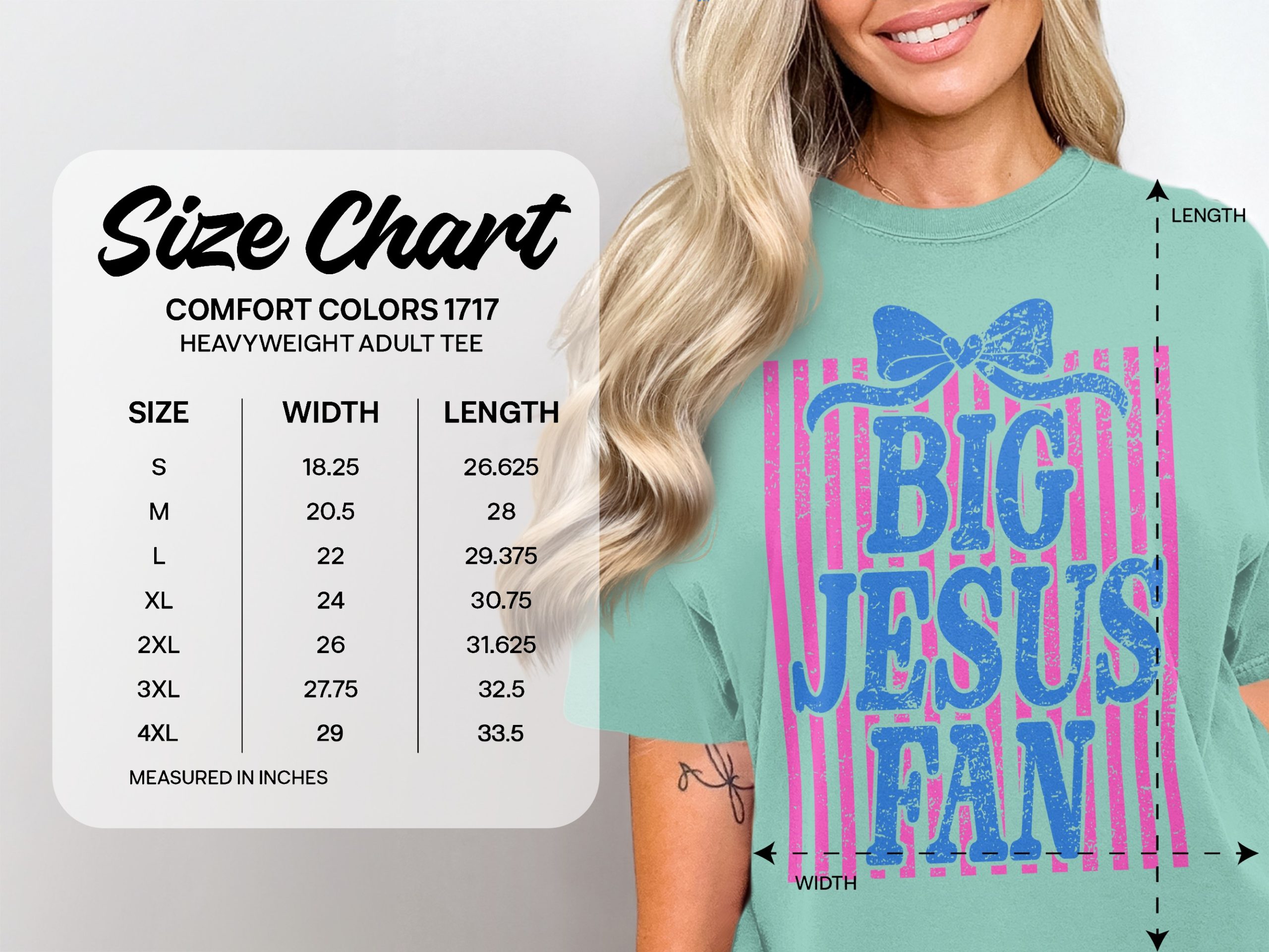 Comfort Colors® Big Jesus Fan T-Shirt, Christian Faith Shirt, Religious Gift for Her, Cute Jesus Tee, Church Outfit, Easter Shirt, Spiritual - Image 6