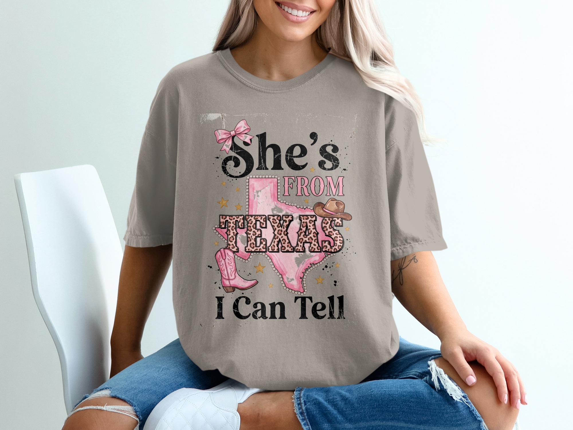 She's From Texas I Can Tell T-Shirt | Pink Leopard Print Texas Tee | Southern Cowgirl Shirt | Texas Pride Gift for Her | Western Style Texas - Image 11