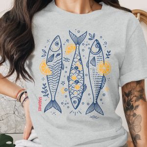 Sardine Fish T-Shirt, Coastal Foodie Tee, Unique Lemon Sardine Graphic Shirt, Mediterranean Ocean Lover Apparel Gift