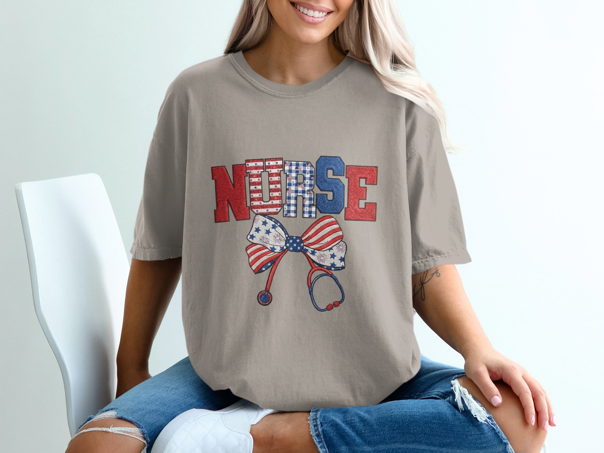Comfort Colors® Patriotic Nurse T-Shirt, American Flag Nurse Tee, RN Gift, Stethoscope Shirt, Healthcare Hero, 4th of July, Nurse Graduation - Image 11