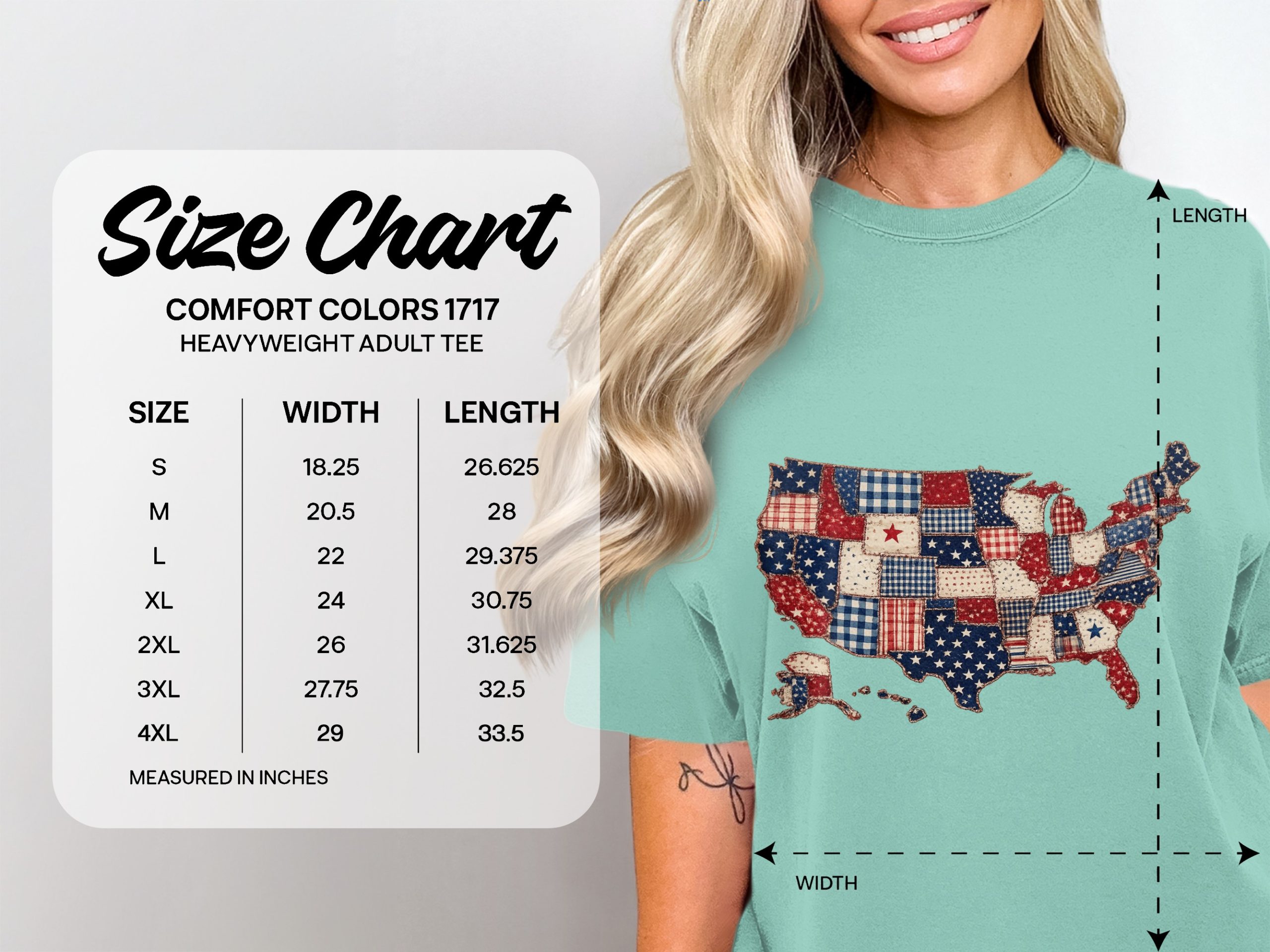 Patriotic USA Map T-Shirt, Americana Quilt Print Tee, Distressed American Flag Shirt, 4th of July Outfit, Veteran Gift Idea - Image 6