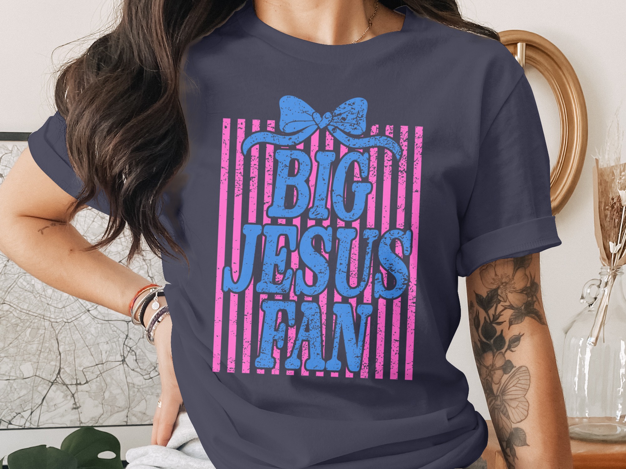 Comfort Colors® Big Jesus Fan T-Shirt, Christian Faith Shirt, Religious Gift for Her, Cute Jesus Tee, Church Outfit, Easter Shirt, Spiritual - Image 3